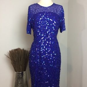 VINTAGE STENAY 90’s Blue Silk Sequined Dress